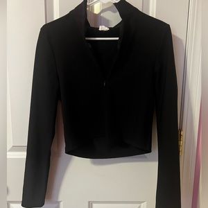 Cotton On Black Ribbed Long Sleeve w Zipper Size M